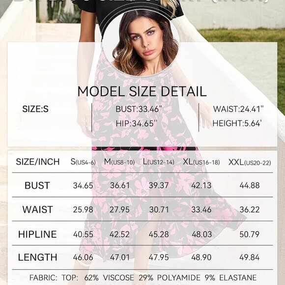 Womens Maxi Dress Summer Boho Floral V Neck Belted Ruffle High Low Casual - Picture 6 of 6